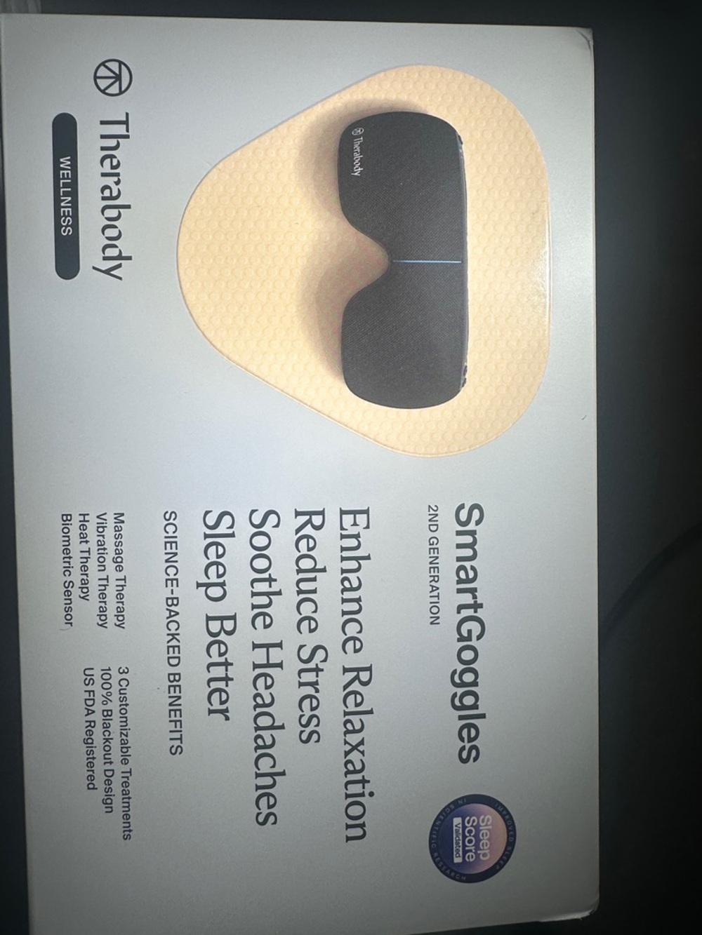 Therabody SmartGoggles 2nd Generation - Black and Cream Accent